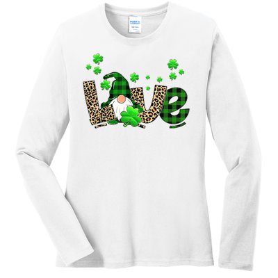 Love Gnome St Patrick's Day Ladies Long Sleeve Shirt