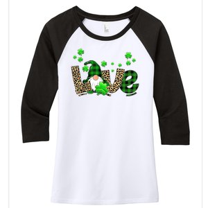 Love Gnome St Patrick's Day Women's Tri-Blend 3/4-Sleeve Raglan Shirt