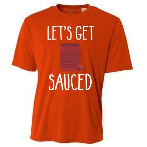 Let's Get Sauced Funny Get Sauced Cranberry Thanksgiving  Cooling Performance Crew T-Shirt