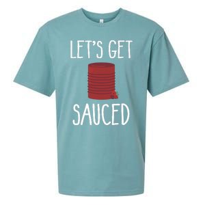 Let's Get Sauced Funny Get Sauced Cranberry Thanksgiving  Sueded Cloud Jersey T-Shirt