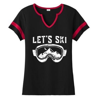 Lets Go Skiing Gift Ladies Halftime Notch Neck Tee