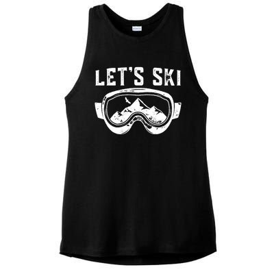 Lets Go Skiing Gift Ladies PosiCharge Tri-Blend Wicking Tank