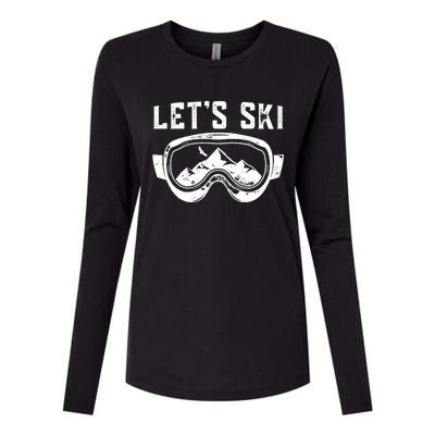 Lets Go Skiing Gift Womens Cotton Relaxed Long Sleeve T-Shirt