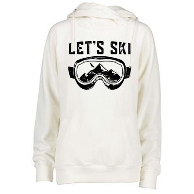 Lets Go Skiing Gift Womens Funnel Neck Pullover Hood