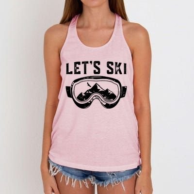 Lets Go Skiing Gift Women's Knotted Racerback Tank