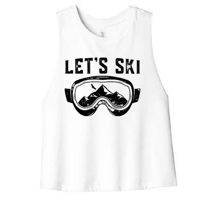 Lets Go Skiing Gift Women's Racerback Cropped Tank