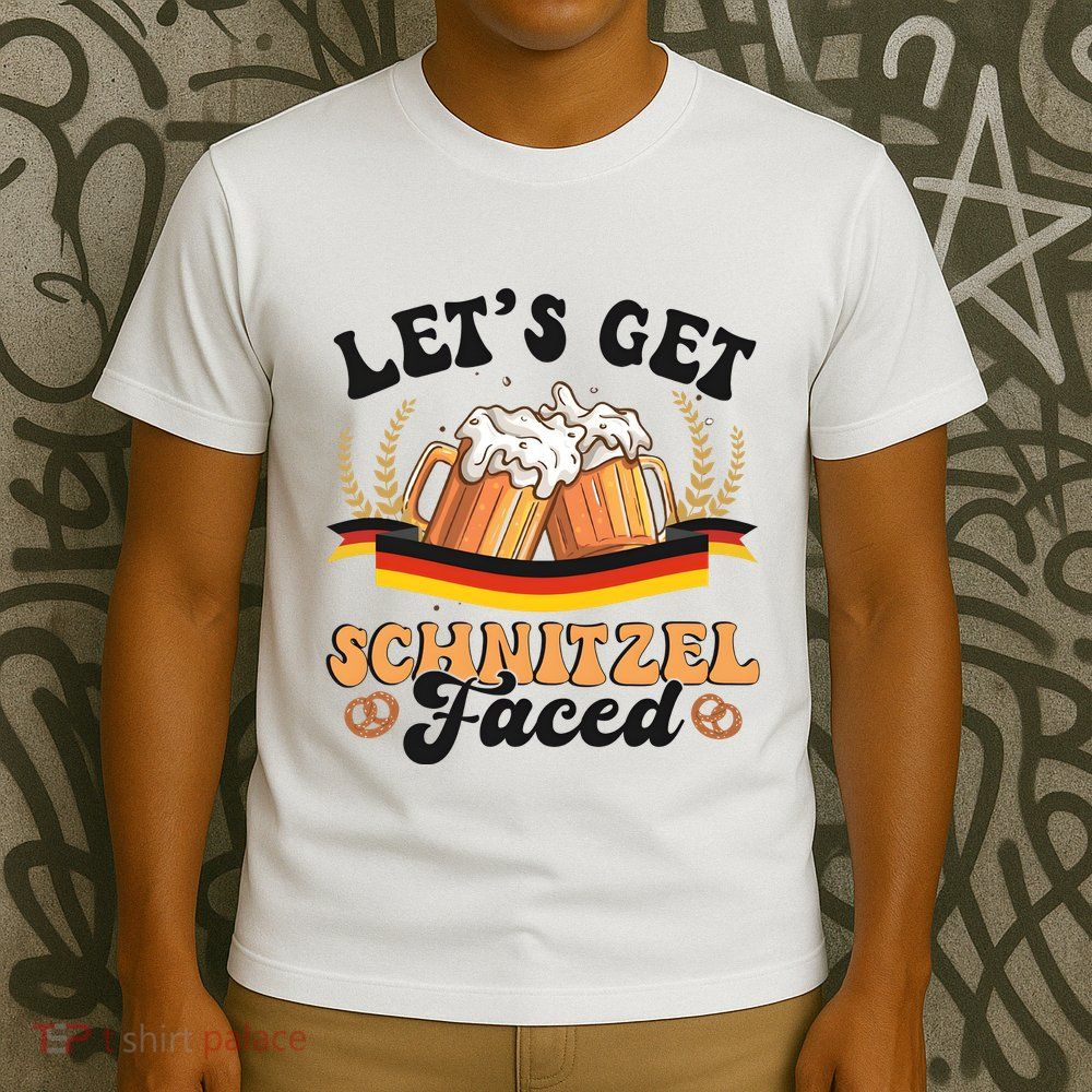 Lets Get Schnitzel Faced Funny Oktoberfest Drinking Team T-Shirt