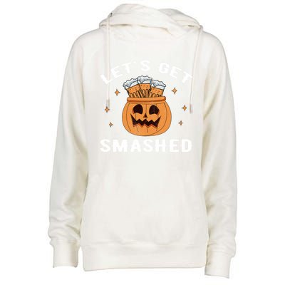 LetS Get Smashed Cool Carved Pumpkin Beer Halloween Gift Womens Funnel Neck Pullover Hood