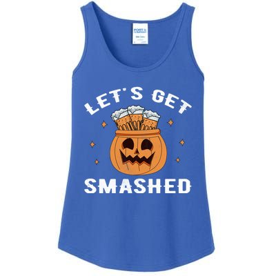 LetS Get Smashed Cool Carved Pumpkin Beer Halloween Gift Ladies Essential Tank