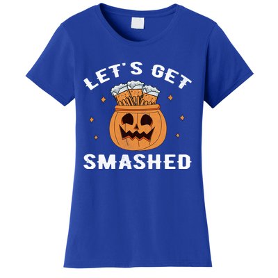 LetS Get Smashed Cool Carved Pumpkin Beer Halloween Gift Women's T-Shirt