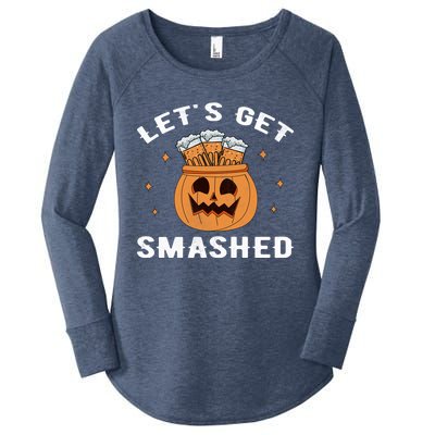 LetS Get Smashed Cool Carved Pumpkin Beer Halloween Gift Women's Perfect Tri Tunic Long Sleeve Shirt