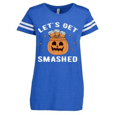 LetS Get Smashed Cool Carved Pumpkin Beer Halloween Gift Enza Ladies Jersey Football T-Shirt