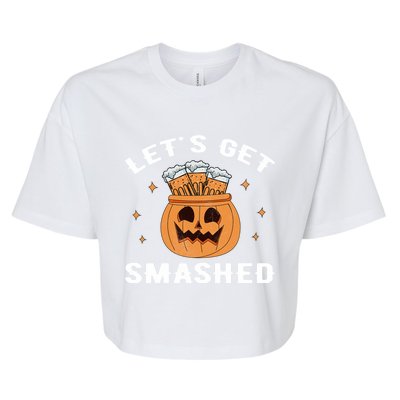 LetS Get Smashed Cool Carved Pumpkin Beer Halloween Gift Bella+Canvas Jersey Crop Tee