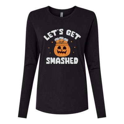 LetS Get Smashed Cool Carved Pumpkin Beer Halloween Cute Gift Womens Cotton Relaxed Long Sleeve T-Shirt