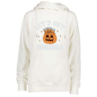 LetS Get Smashed Cool Carved Pumpkin Beer Halloween Cute Gift Womens Funnel Neck Pullover Hood