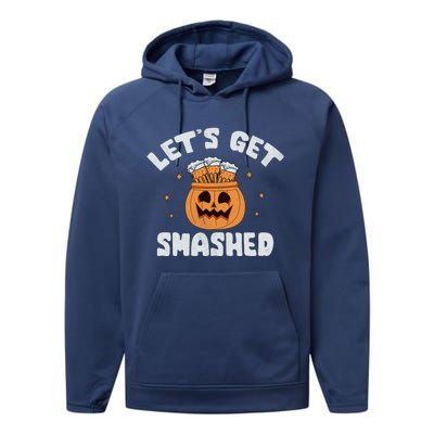 LetS Get Smashed Cool Carved Pumpkin Beer Halloween Cute Gift Performance Fleece Hoodie