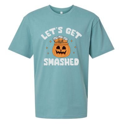 LetS Get Smashed Cool Carved Pumpkin Beer Halloween Cute Gift Sueded Cloud Jersey T-Shirt