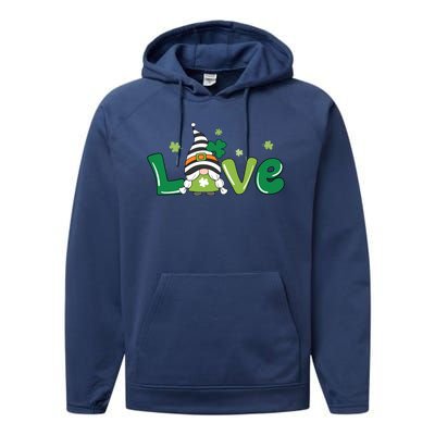 Love Gnome St Patrick's Day Holiday Performance Fleece Hoodie