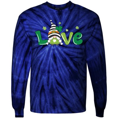 Love Gnome St Patrick's Day Holiday Tie-Dye Long Sleeve Shirt