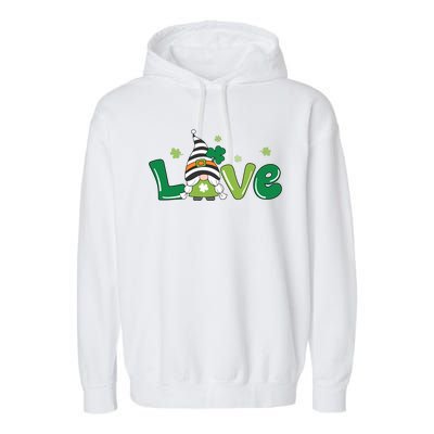 Love Gnome St Patrick's Day Holiday Garment-Dyed Fleece Hoodie