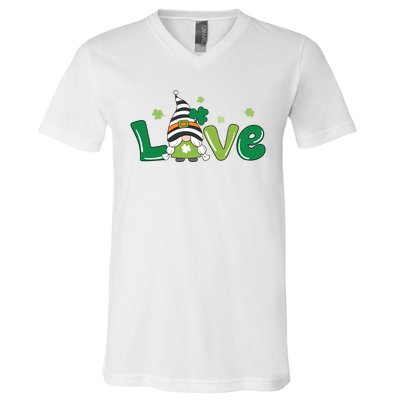 Love Gnome St Patrick's Day Holiday V-Neck T-Shirt