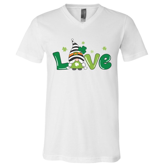 Love Gnome St Patrick's Day Holiday V-Neck T-Shirt