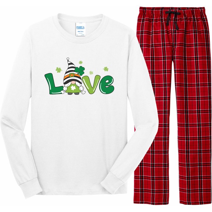 Love Gnome St Patrick's Day Holiday Long Sleeve Pajama Set