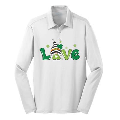 Love Gnome St Patrick's Day Holiday Silk Touch Performance Long Sleeve Polo