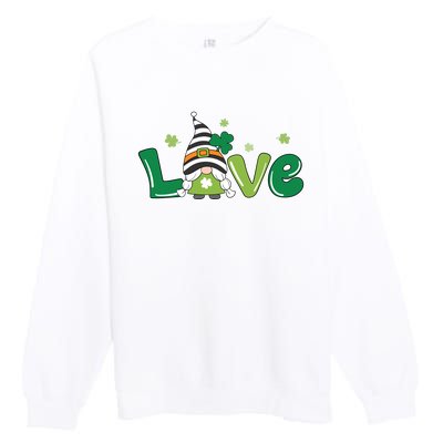 Love Gnome St Patrick's Day Holiday Premium Crewneck Sweatshirt