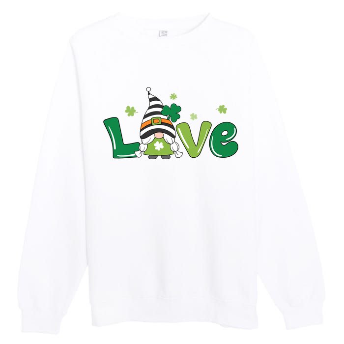 Love Gnome St Patrick's Day Holiday Premium Crewneck Sweatshirt