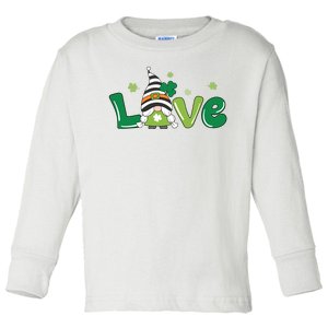 Love Gnome St Patrick's Day Holiday Toddler Long Sleeve Shirt