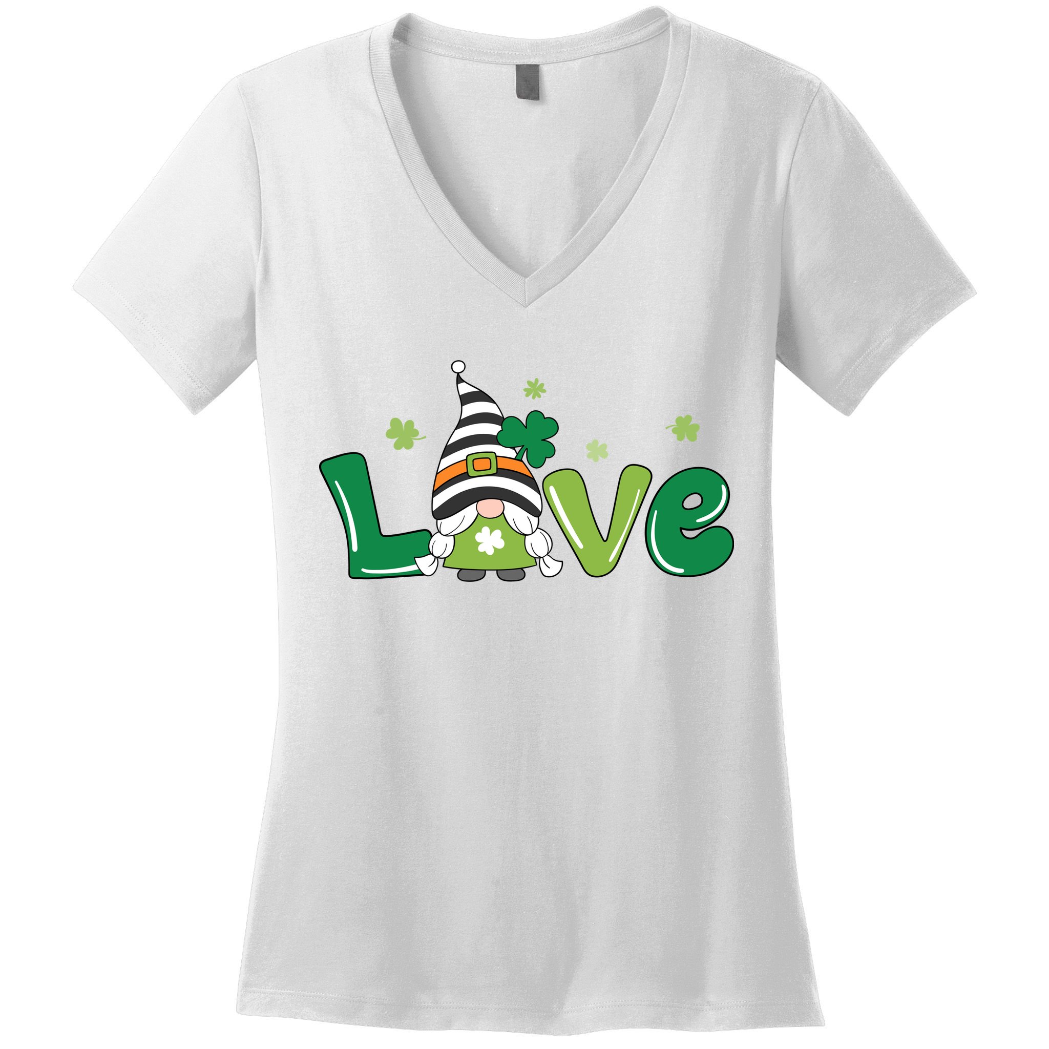 Love Gnome St Patrick's Day Holiday Women's V-Neck T-Shirt