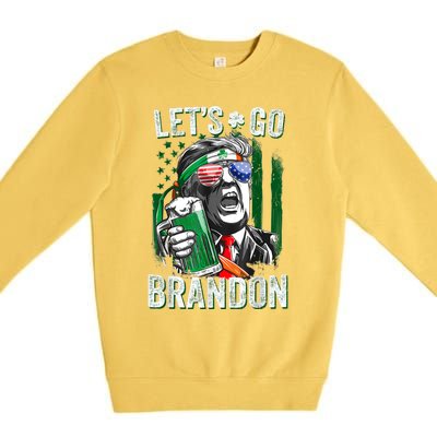 Let's Go Shamrock Brandon Happy St Patrick Day Trump Premium Crewneck Sweatshirt