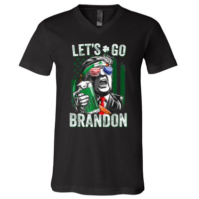 Let's Go Shamrock Brandon Happy St Patrick Day Trump V-Neck T-Shirt