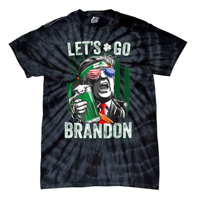 Let's Go Shamrock Brandon Happy St Patrick Day Trump Tie-Dye T-Shirt