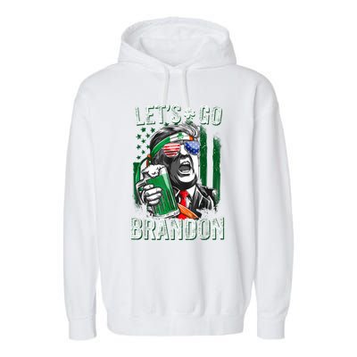 Let's Go Shamrock Brandon Happy St Patrick Day Trump Garment-Dyed Fleece Hoodie