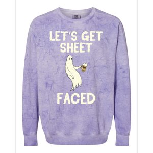 Lets Get Sheet Faced Beer Ghost Hunter Halloween Costume Gift Colorblast Crewneck Sweatshirt