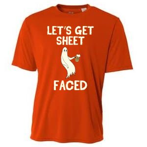 Lets Get Sheet Faced Beer Ghost Hunter Halloween Costume Gift Cooling Performance Crew T-Shirt