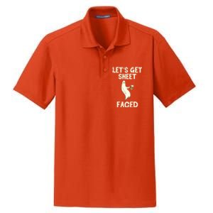 Lets Get Sheet Faced Beer Ghost Hunter Halloween Costume Gift Dry Zone Grid Polo