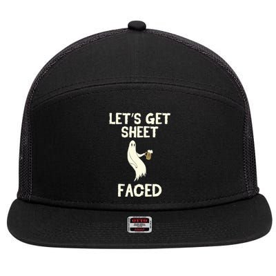 Lets Get Sheet Faced Beer Ghost Hunter Halloween Costume Gift 7 Panel Mesh Trucker Snapback Hat