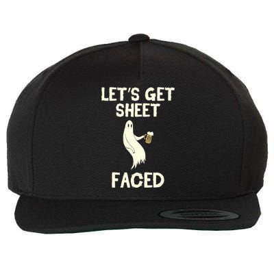 Lets Get Sheet Faced Beer Ghost Hunter Halloween Costume Gift Wool Snapback Cap