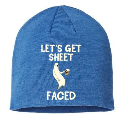 Lets Get Sheet Faced Beer Ghost Hunter Halloween Costume Gift Sustainable Beanie