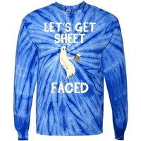 Lets Get Sheet Faced Beer Ghost Hunter Halloween Costume Gift Tie-Dye Long Sleeve Shirt