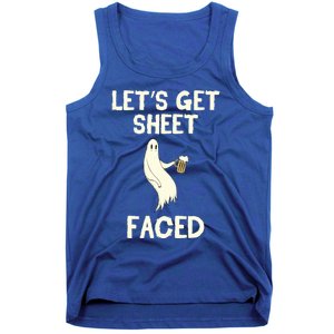 Lets Get Sheet Faced Beer Ghost Hunter Halloween Costume Gift Tank Top