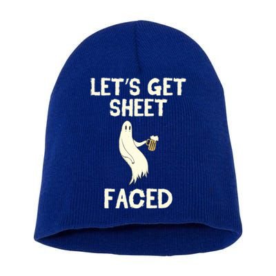 Lets Get Sheet Faced Beer Ghost Hunter Halloween Costume Gift Short Acrylic Beanie