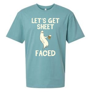 Lets Get Sheet Faced Beer Ghost Hunter Halloween Costume Gift Sueded Cloud Jersey T-Shirt