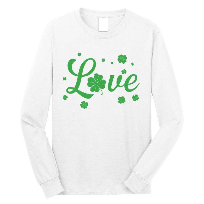 Love Green Shamrocks St Patricks Day Long Sleeve Shirt