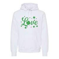 Love Green Shamrocks St Patricks Day Premium Hoodie