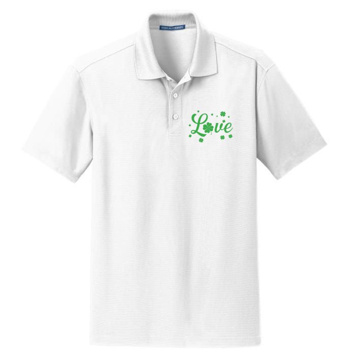 Love Green Shamrocks St Patricks Day Dry Zone Grid Polo