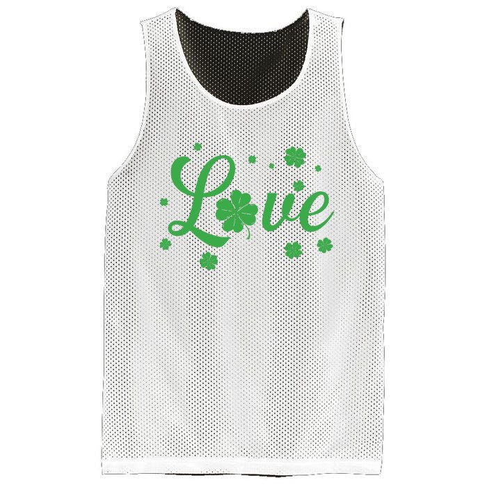 Love Green Shamrocks St Patricks Day Mesh Reversible Basketball Jersey Tank